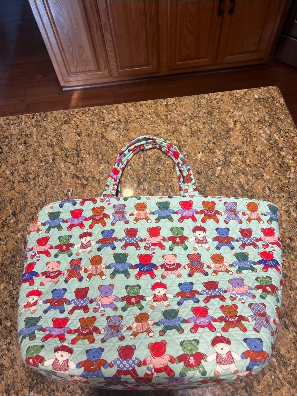 Vera Bradley Quilted Teddy Print Tote Bag Set in Mint